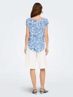 Blouse lichtblauw/wit