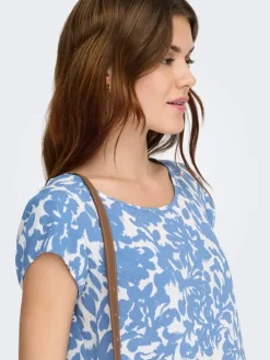 Blouse lichtblauw/wit
