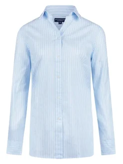 Blouse lichtblauw/wit