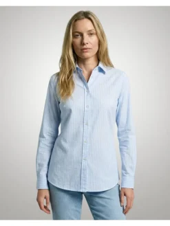 Blouse lichtblauw/wit