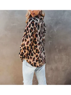 Blouse lichtbruin/zwart