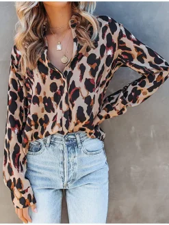 Blouse lichtbruin/zwart