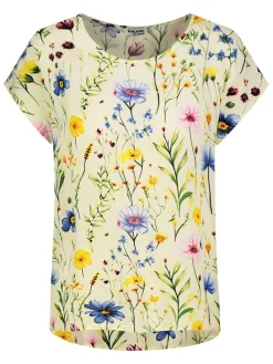 Blouse lichtgeel/meerkleurig