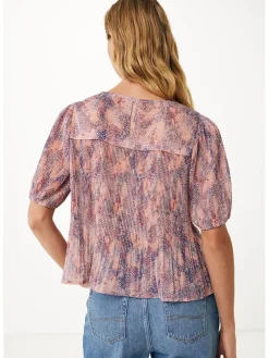 Blouse lichtroze/blauw
