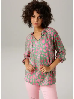 Blouse mintgroen/roze