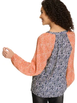 Blouse oranje/blauw