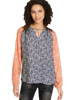 Blouse oranje/blauw