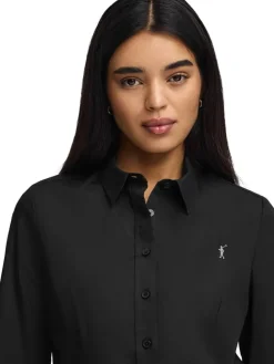 Blouse - slim fit - zwart