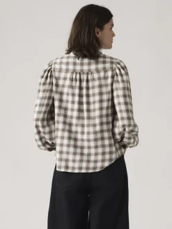 Blouse wit/beige