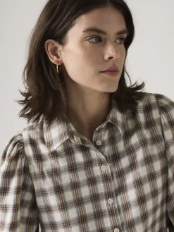 Blouse wit/beige