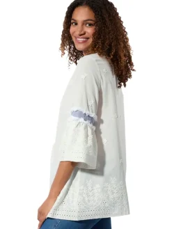 Blouse wit/blauw