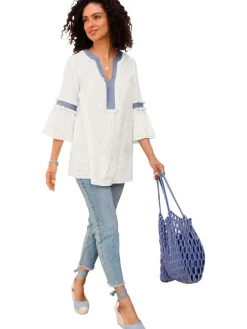 Blouse wit/blauw
