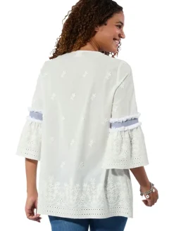 Blouse wit/blauw