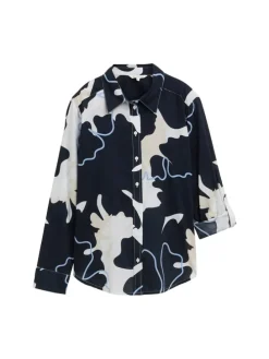 Blouse wit/donkerblauw