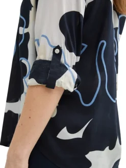 Blouse wit/donkerblauw
