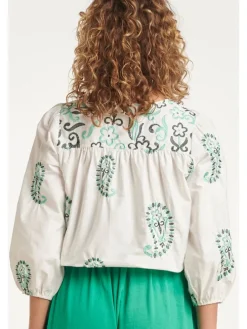 Blouse wit/groen