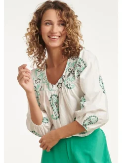 Blouse wit/groen