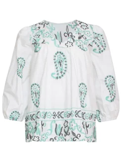 Blouse wit/groen