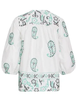 Blouse wit/groen