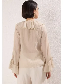 Blouse zandkleurig