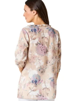 Blouse zandkleurig/lichtroze