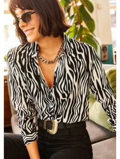 Blouse zwart/wit