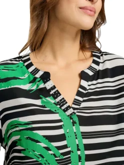 Blouse zwart/wit/groen