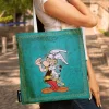Boodschappentas ''Asterix de Galliër'' turquoise - (L)38 x (B)38 cm