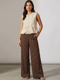 Broek bruin/wit