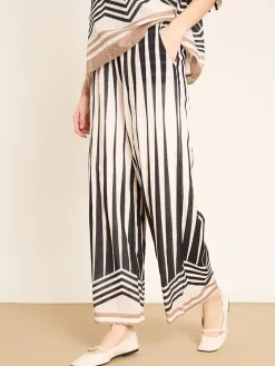 Broek crème/zwart