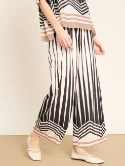 Broek crème/zwart
