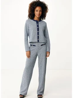Broek donkerblauw/wit