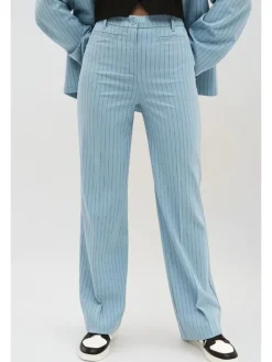 Broek lichtblauw/zwart