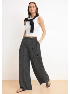 Broek - loose fit - zwart/wit
