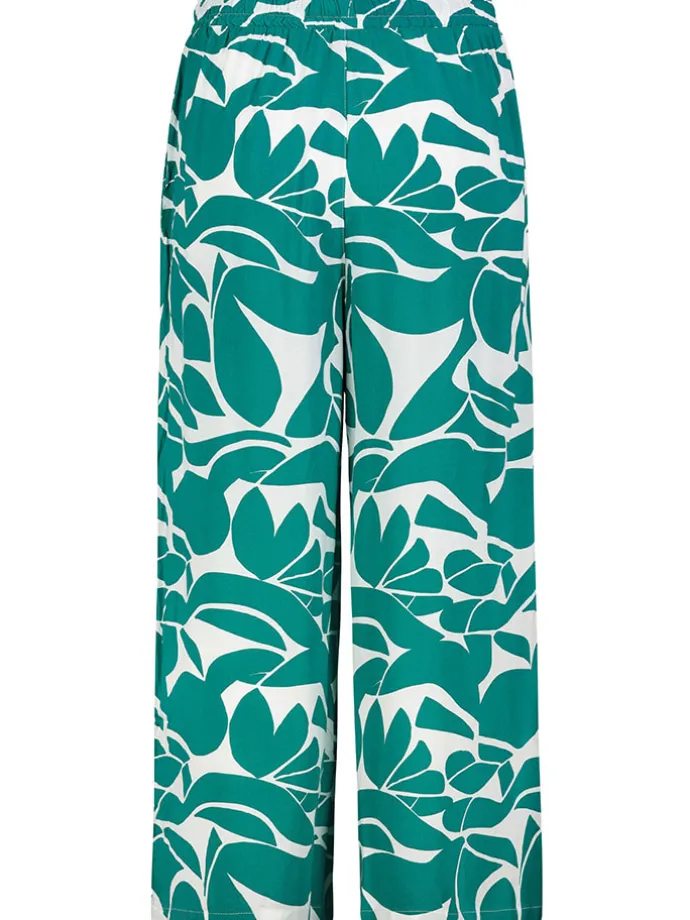 Broek turquoise/wit