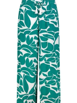 Broek turquoise/wit
