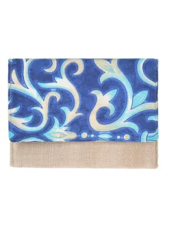Clutch blauw/beige - (B)26 x (H)19 x (D)2 cm