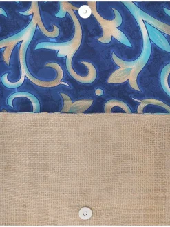 Clutch blauw/beige - (B)26 x (H)19 x (D)2 cm