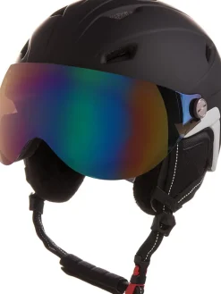 Dames-ski-/snowboardhelm zwart/bruin/meerkleurig