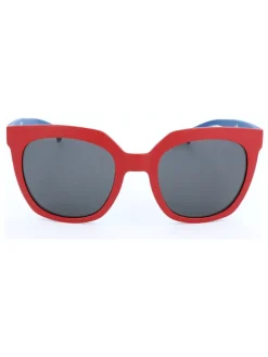 Dameszonnebril rood-blauw/grijs