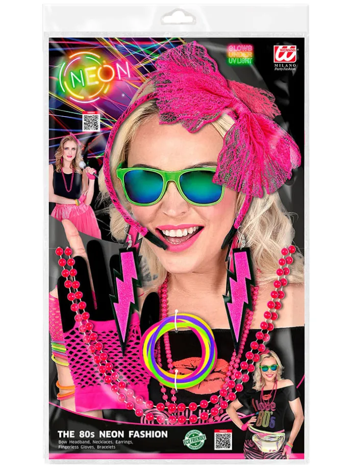 15-delige accessoiresset "Jaren 80" roze