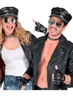 4-delige accessoiresset "Rocker/Biker" zwart
