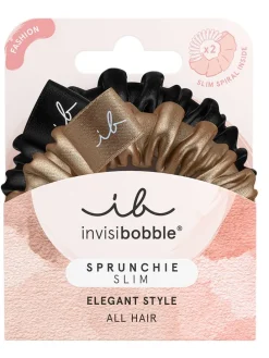 2-delige set: haarelastiekjes "Sprunchie Slim" lichtbruin/zwart - 2 stuks