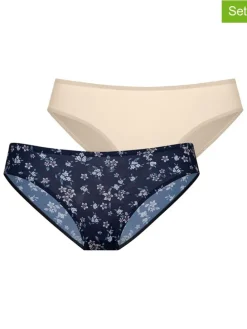 2-delige set: slips beige/donkerblauw