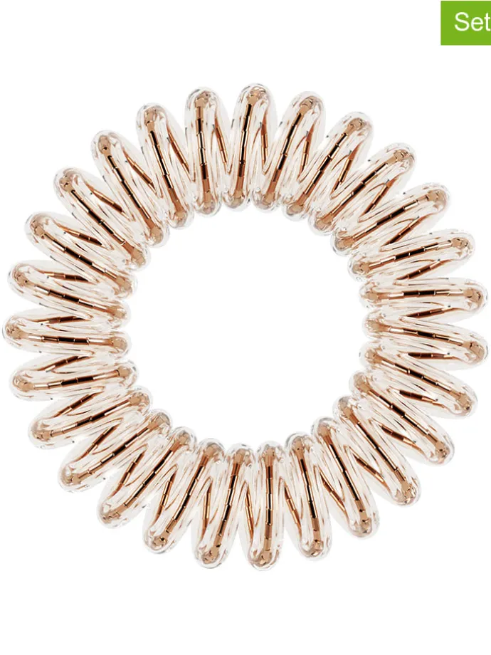 2-delige set: spiraal haarbandjes goudkleurig - 3 stuks