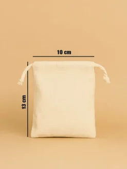 10-delige set: stoffen tassen beige/wit - (L)13 x (B)10 cm