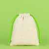 10-delige set: stoffen tassen beige/groen - (L)13 x (B)10 cm