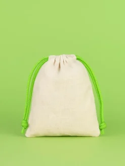 10-delige set: stoffen tassen beige/groen - (L)13 x (B)10 cm