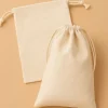 10-delige set: stoffen tassen beige/wit - (L)10 x (B)7 cm
