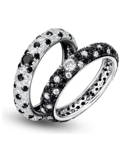 2-delige set: zilveren ring met edelstenen